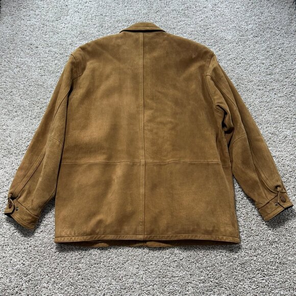 Robert Comstock Mens Suede Leather Jacket Sz 42 Button Front With Zip Pockets - Picture 5 of 12